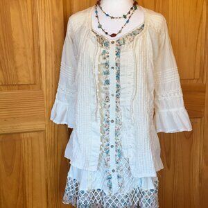Boho Dress Set – Sacred Threads Dress, American South Side Top & Beaded Necklace